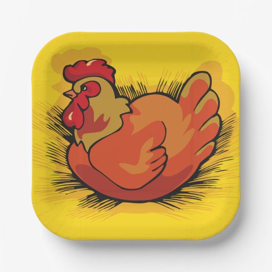 Assiettes En Carton Hen on Nest Bright Farmyard Chicken (Recto)
