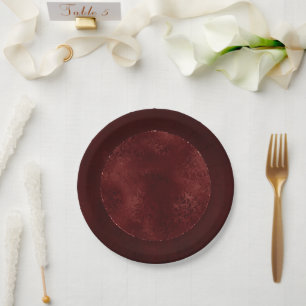 Assiettes En Carton Henné Romance Red Satiny Grunge Damask