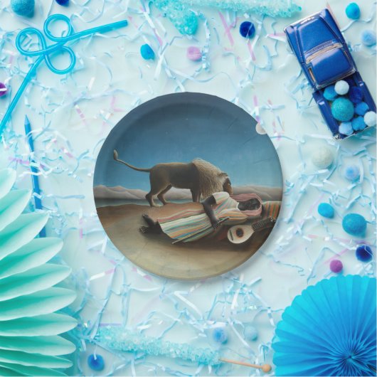 Assiettes En Carton Henri Rousseau Dormir Gitan Lion Peinture (Fête)