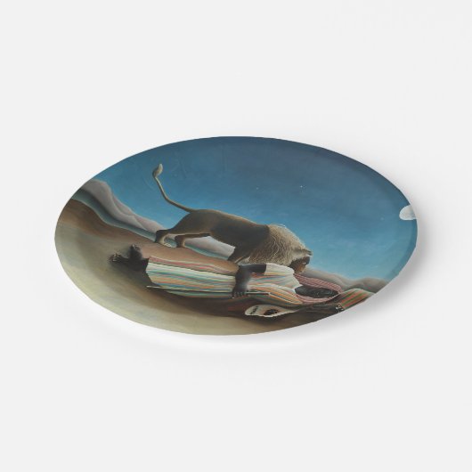 Assiettes En Carton Henri Rousseau Dormir Gitan Lion Peinture (Angle)
