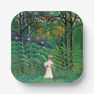 Assiettes En Carton Henri Rousseau - Femme marchant dans une forêt exo