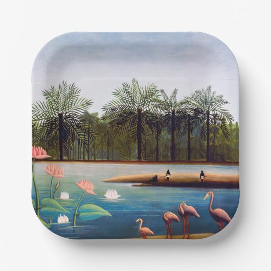 Assiettes En Carton Henri Rousseau - Les Flamants roses (Recto)