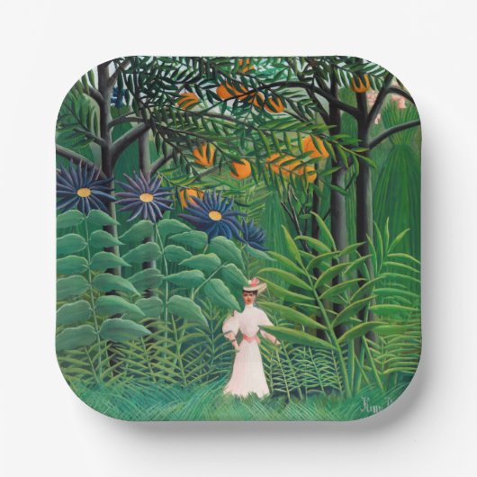 Assiettes En Carton Henri Rousseau - Une femme marche dans une forêt e (Recto)