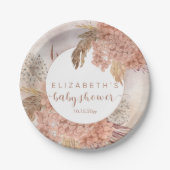 Assiettes En Carton Herbe Boho Pampas | Hydrangeas Fille Baby shower P (Devant)