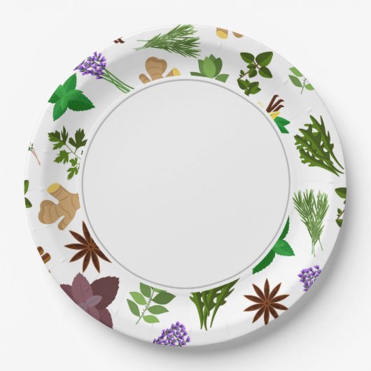 Assiettes En Carton Herbes (Devant)