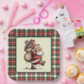 Assiettes En Carton Here Comes Santa Claus  (Fête)