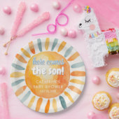 Assiettes En Carton Here Comes the SON Boho Baby Shower Paper Plates (Fête)