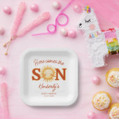 Assiettes En Carton Here Comes The Son Sunshine Boho Cute Baby Shower (Fête)