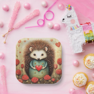 Assiettes En Carton Hérisson Amour 2