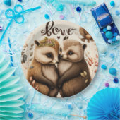 Assiettes En Carton hérisson amoureux (Fête)