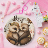 Assiettes En Carton hérisson amoureux (Fête)