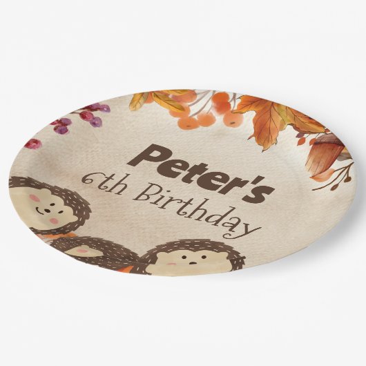 Assiettes En Carton Hérisson aquarelle (Angle)