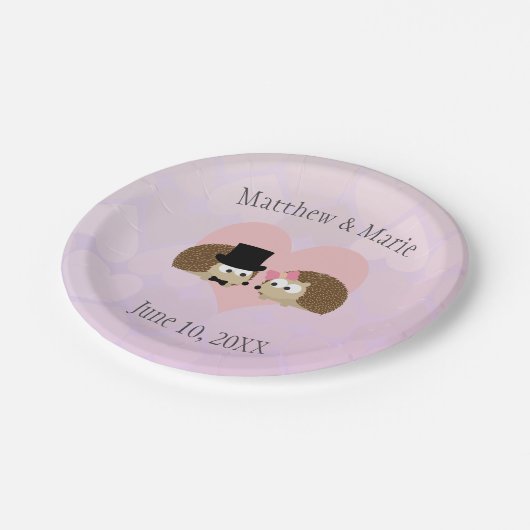 Assiettes En Carton Hérisson dans Love Hedgehog Mariage (Angle)
