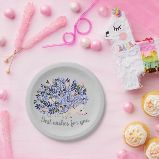 Assiettes En Carton Hérisson de l'aquarelle du bois (Fête)