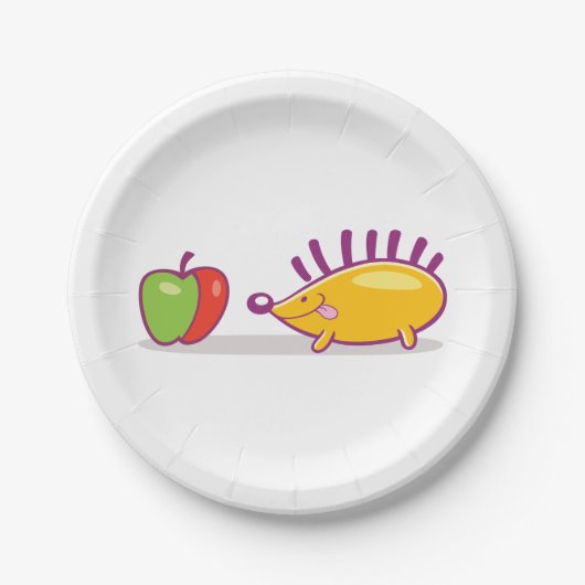 Assiettes En Carton Hérisson Et Pomme (Devant)