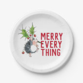 Assiettes En Carton Hérisson géant Joyeux Noël (Devant)