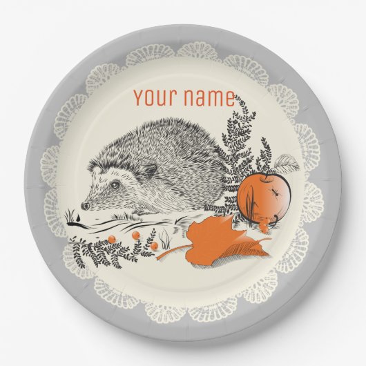 Assiettes En Carton Hérisson graphique (Devant)