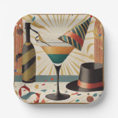Assiettes En Carton Heure Cocktail Mi-Siècle - Nouvel An (Recto)