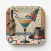 Assiettes En Carton Heure Cocktail Mi-Siècle - Nouvel An (Recto)
