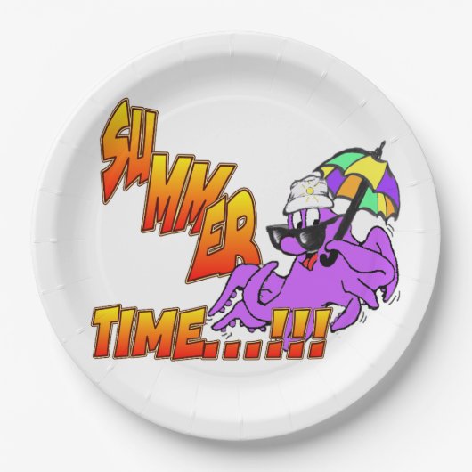 Assiettes En Carton Heure d'été Plaques de papier d'octopus (Devant)