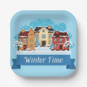 Assiettes En Carton Heure d'hiver neige (Recto)