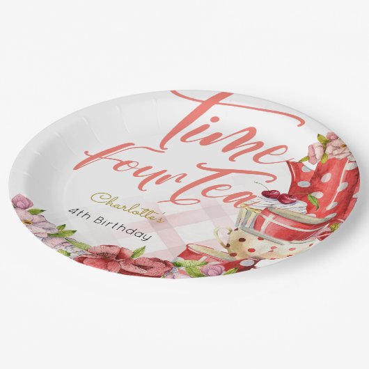 Assiettes En Carton Heure quatre thé, quatrième anniversaire pour les  (Angle)