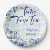 Assiettes En Carton Heure quatre thé, quatrième anniversaire pour les  (Devant)