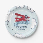 Assiettes En Carton Heure Vol avion Anniversaire (Devant)