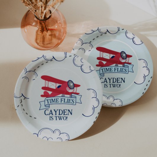 Assiettes En Carton Heure Vol avion Anniversaire