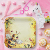 Assiettes En Carton Heureuse abeille (Fête)