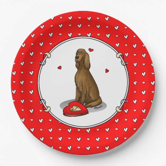Assiettes En Carton Heureuse Sainte-Valentin Be Mine Irish Setter (rou (Devant)