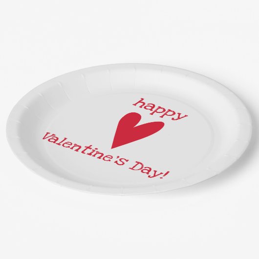 Assiettes En Carton HEUREUSE SAINTE-VALENTIN ! Coeur rouge (Angle)