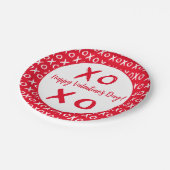 Assiettes En Carton Heureuse Sainte-Valentin motif XOXO blanc rouge (Angle)