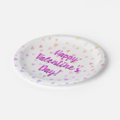 Assiettes En Carton Heureuse Sainte-Valentin Pastel Rainbow Hearts (Angle)
