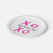 Assiettes En Carton Heureuse Sainte-Valentin rose blanc XOXO (Angle)