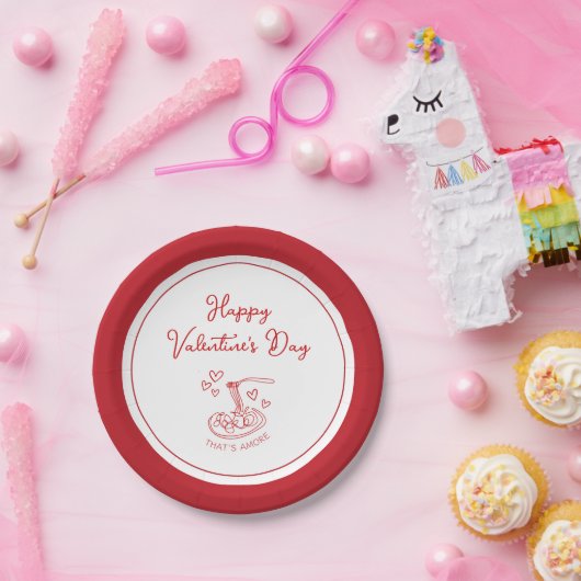 Assiettes En Carton Heureuse Sainte-Valentin simple qui est plus rouge (Fête)
