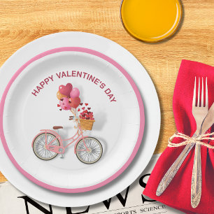 Assiettes En Carton Heureuse Sainte-Valentin   Vélos et ballons