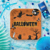 ASSIETTES EN CARTON HEUREUSES PLAQUES DE PAPIER HALLOWEEN(ORANGE) (Fête)