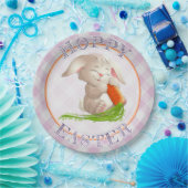 Assiettes En Carton Heureux Bunny Pâques rose En vichy Motif (Fête)