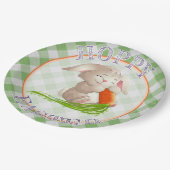 Assiettes En Carton Heureux Bunny Pâques Vert En vichy Motif (Angle)