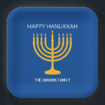 Assiettes En Carton Heureux Hanoukka Menorah<br><div class="desc">Plaques papier Hanoukka Menorah</div>