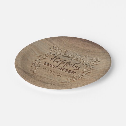 Assiettes En Carton Heureux Jamais Après La Réception De Mariage (Angle)