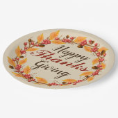 Assiettes En Carton Heureux Merci Donnant Automne Feuilles Wreath (Angle)