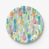 Assiettes En Carton heureux motif d'ananas tropical d'été (Devant)