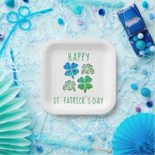 Assiettes En Carton Heureux Shamrock Clover Joyeux Saint Patrick's day