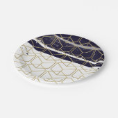 Assiettes En Carton Hexagon Modern Navy Blue Gold Géométrique Glam Par (Angle)