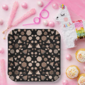 Assiettes En Carton Hexagon & Triangle rose & Brown sur Motif noir (Fête)