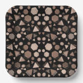 Assiettes En Carton Hexagon & Triangle rose & Brown sur Motif noir (Recto)