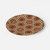 Assiettes En Carton Hexagonal Kimono Imprimer, Brown et beige (Angle)