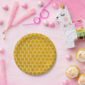 Assiettes En Carton Hexagone Motif Hexagon Jaune (Fête)